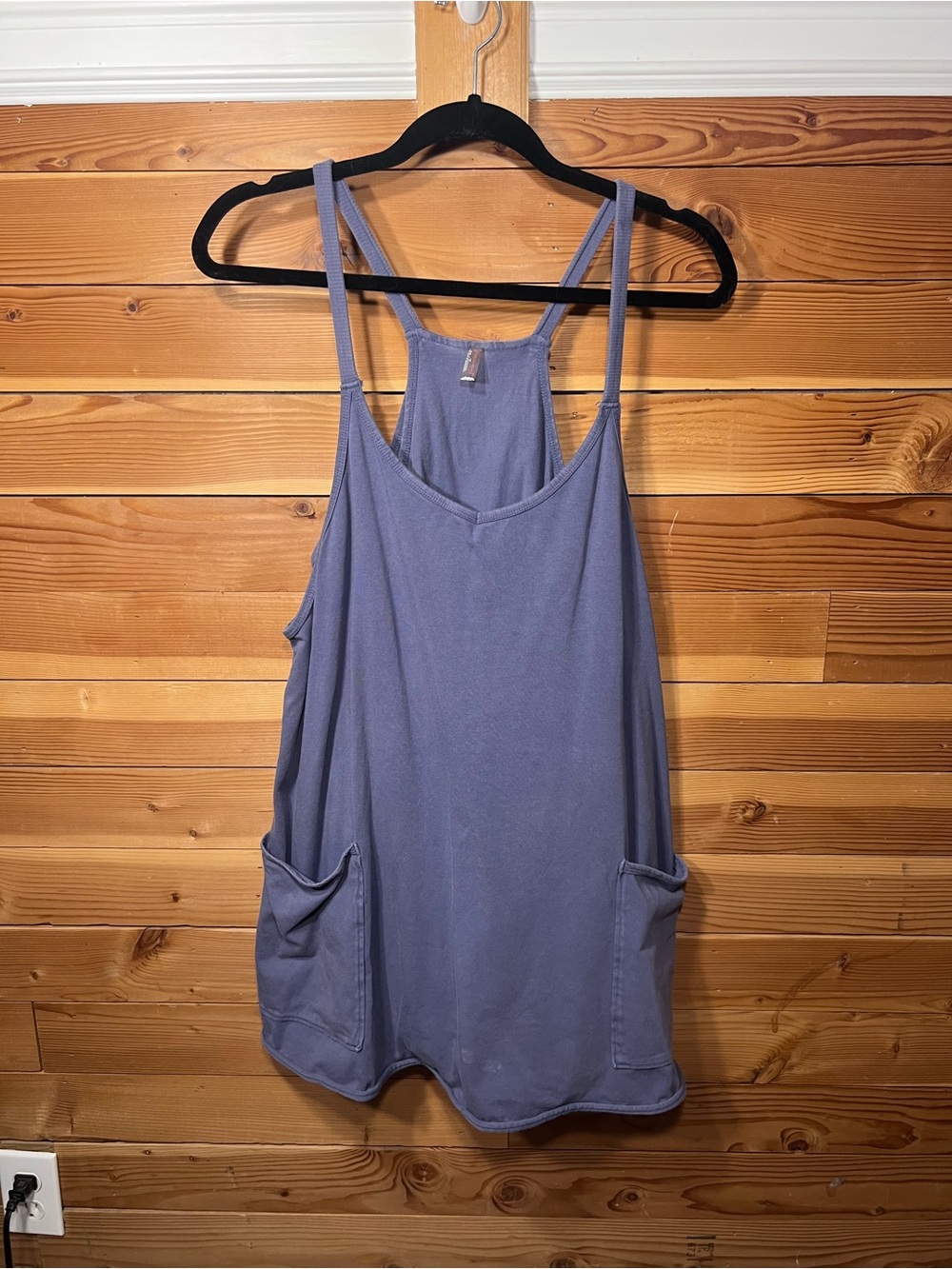 Women's Lavender Blue Bodysuit Romper with Pockets
